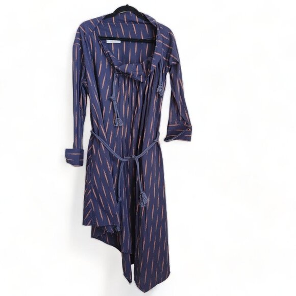 Palmer Harding Women's Blue Linen Striped Courage Midi Dress Size 8 Lagenlook - Picture 16 of 16